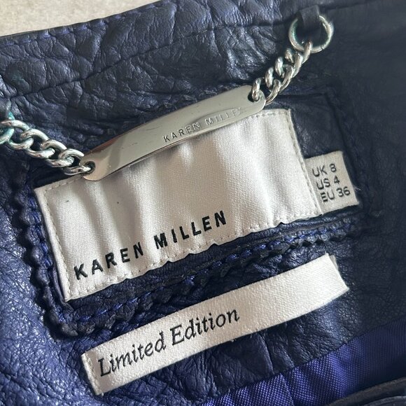 Karen Millen Quilted Panel Leather Jacket ASO Clary Fray ALT Color - Picture 8 of 10